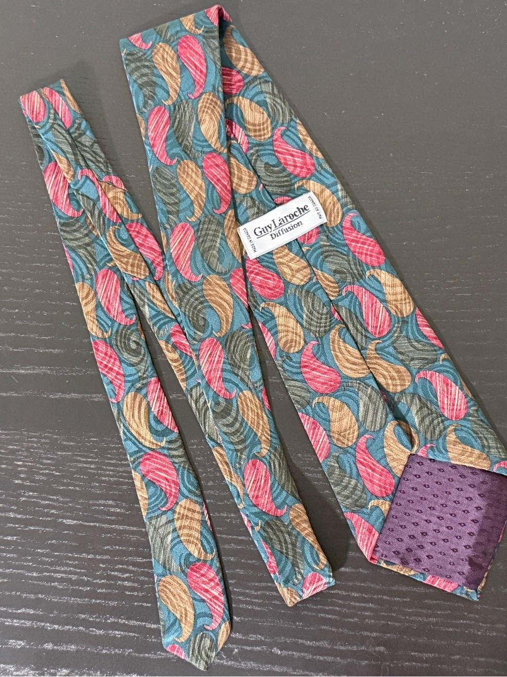 Guy Laroche Teal Multicolor Paisley Silk Tie